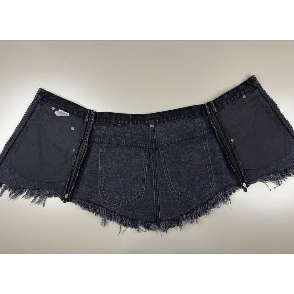 Carmar Skirt Womens 26 Black Denim High Rise Frayed Hem Side Stripe‎ Zip Mini - Picture 4 of 11